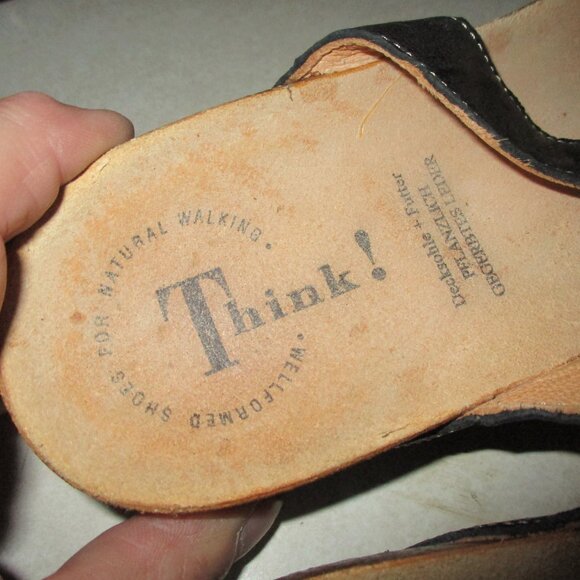 Think!  Women's Sandals Black Leather strap  Thong Sandals Womens 36 - Picture 5 of 6